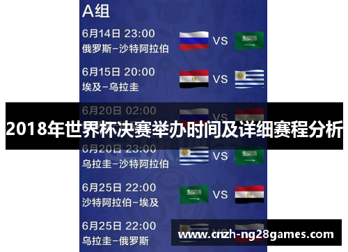 2018年世界杯决赛举办时间及详细赛程分析