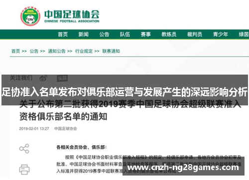 足协准入名单发布对俱乐部运营与发展产生的深远影响分析 足协准入名单发布对俱乐部运营与发展产生的深远影响分析